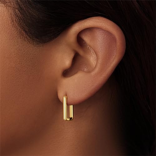 Gold Statement Chunky Dangle Stud Earrings for Women, 14K Gold Plated Hoop Knot Claw Earrings Tarnish Free Jewelry for Women Gifts2