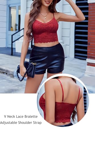 Image of Avidlove Lace Bralette for Women Spaghetti Strap Tank Top V Neck Slim Basic Camisoles