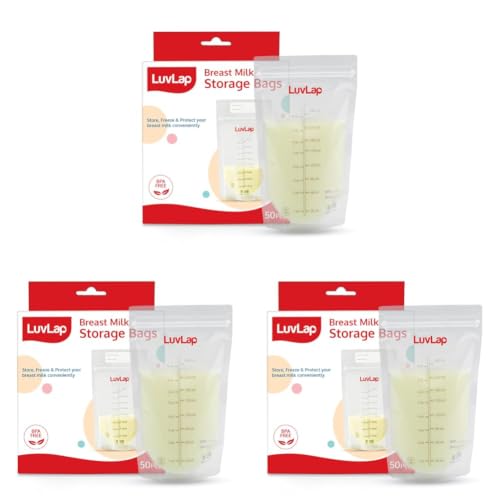 Image of LuvLap Baby Breast Milk Storage Bags 240 ml (Pack of 150), BPA Free BPA Free Leak Proof Zip Lock Disposable Milk Freezer Bags for Breast Feeding