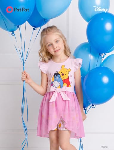 Image of Disney Princess Frozen Elsa Minnie Mouse Stitch Toddler Girl Romper With Skirt Overlay Summer Jumpsuit with Bow 2-6 Years