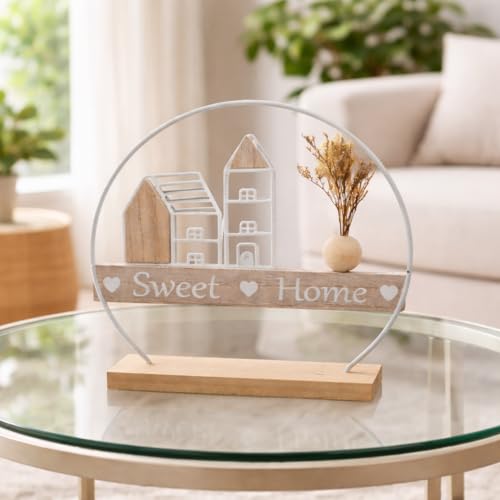 Image of CraftVatika Decorative Wooden Showpieces for Home Decor Living Room, Aesthetic Dcor, Sweet Home Room Decoration Items for Bedroom, House Warming Gifts Return Birthday for Woman Man