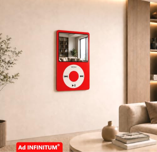 Image of AD INFINITUM Multilayer Wooden Wall Art With Mirror Hanging Decor for Contemporary Home, Bedroom, Living Room, Office etc., (i POD RED)