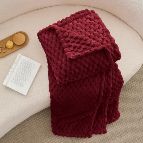 Image of BEDELITE Burgundy Throw Blanket for Couch, Cozy Gifts for Women, 50 * 60