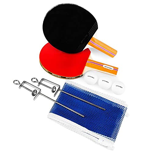 Juego de tenis de mesa con dos raquetas ligeras y red de instalación rápida