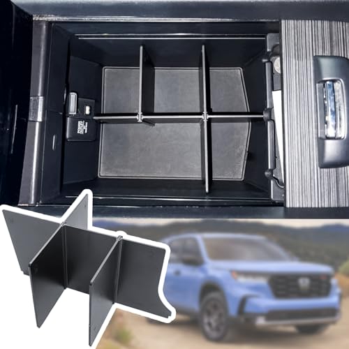 TACOBRO Center Console Dividers Compatible with Honda Pilot 2016-2022 / Ridgeline 2017-2022 2023/ Passport 2019-2022 2023 Accessories Interior Armrest Insert Underseat Storage