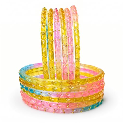Image of JPS Plain and Glossy Finished Raindrop Glass Bangles Set for Women & Girls | Traditional Ethnic Chudi for Wedding, Party & Regular- Set of 12 Pcs of One Colour | Wedding Special