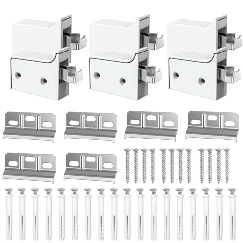 Support d’Armoire Suspendue Réglable – Fixation Murale pour Meubles de Cuisine ou Salle de Bain, Acier Blanc, Capacité de Charge 130 kg – JVHLOV (6,...