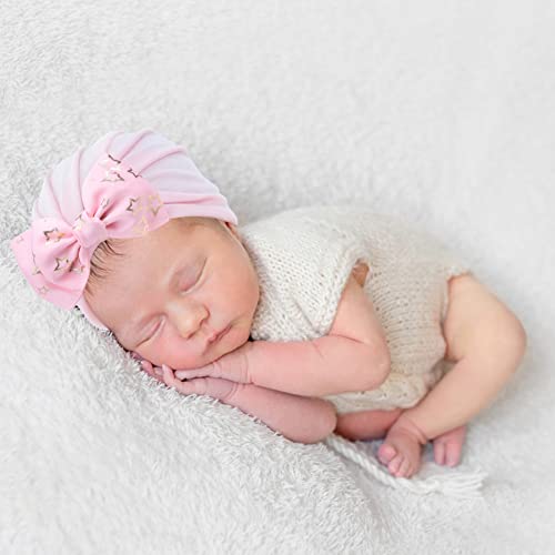 12Pcs Cute Baby Hats Newborn Baby Turban Girl Bow Beanie Hats Soft Head Wraps for Infant Toddlers Hair Accessories, Type 13