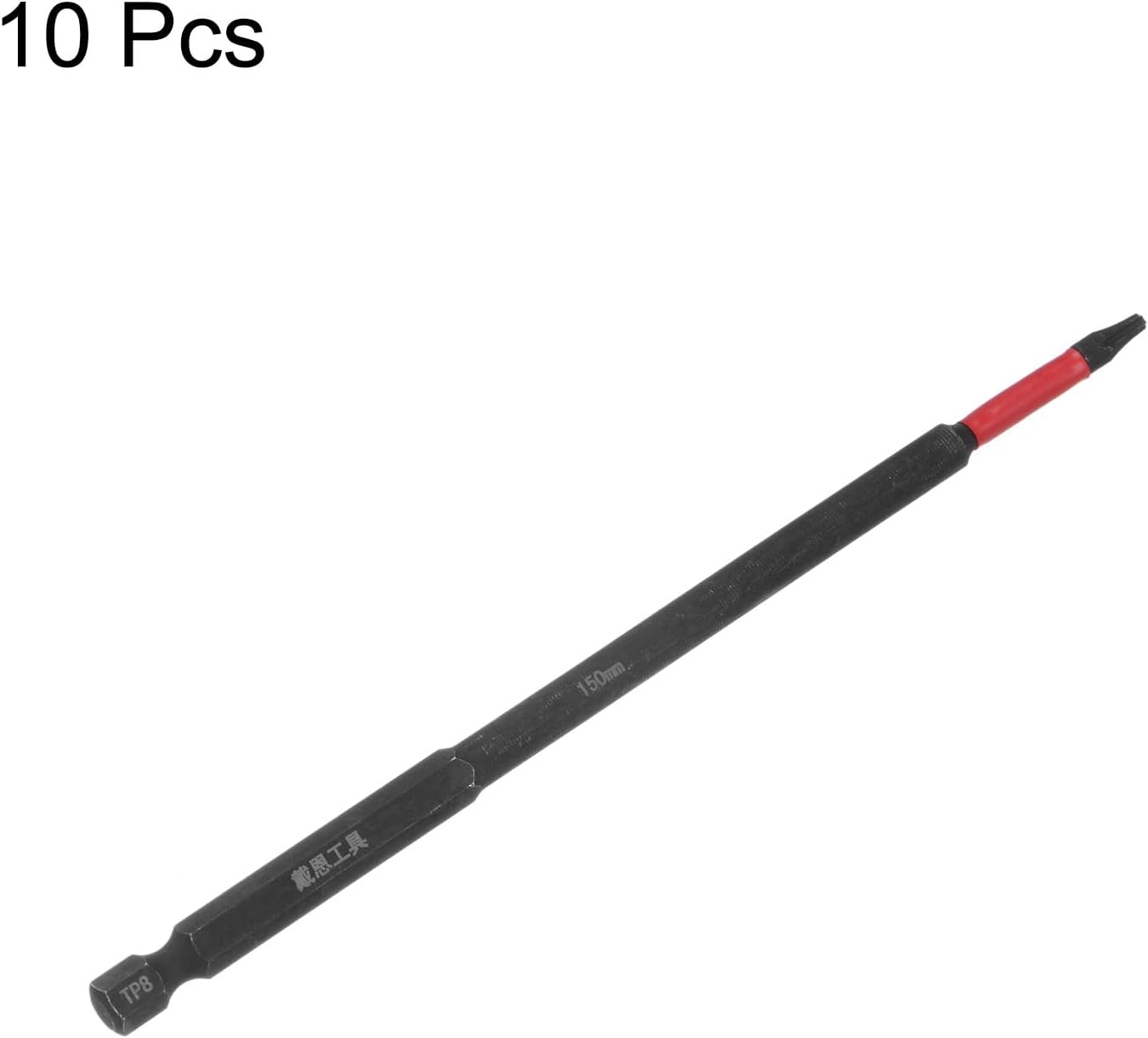 HARFINGTON 10pcs Impact Tough Torx Drill Bit T8 6" Length 1/4" Hex Shank S2 Steel Magnetic Insert Star 6 Point Head Screwdriver Bits