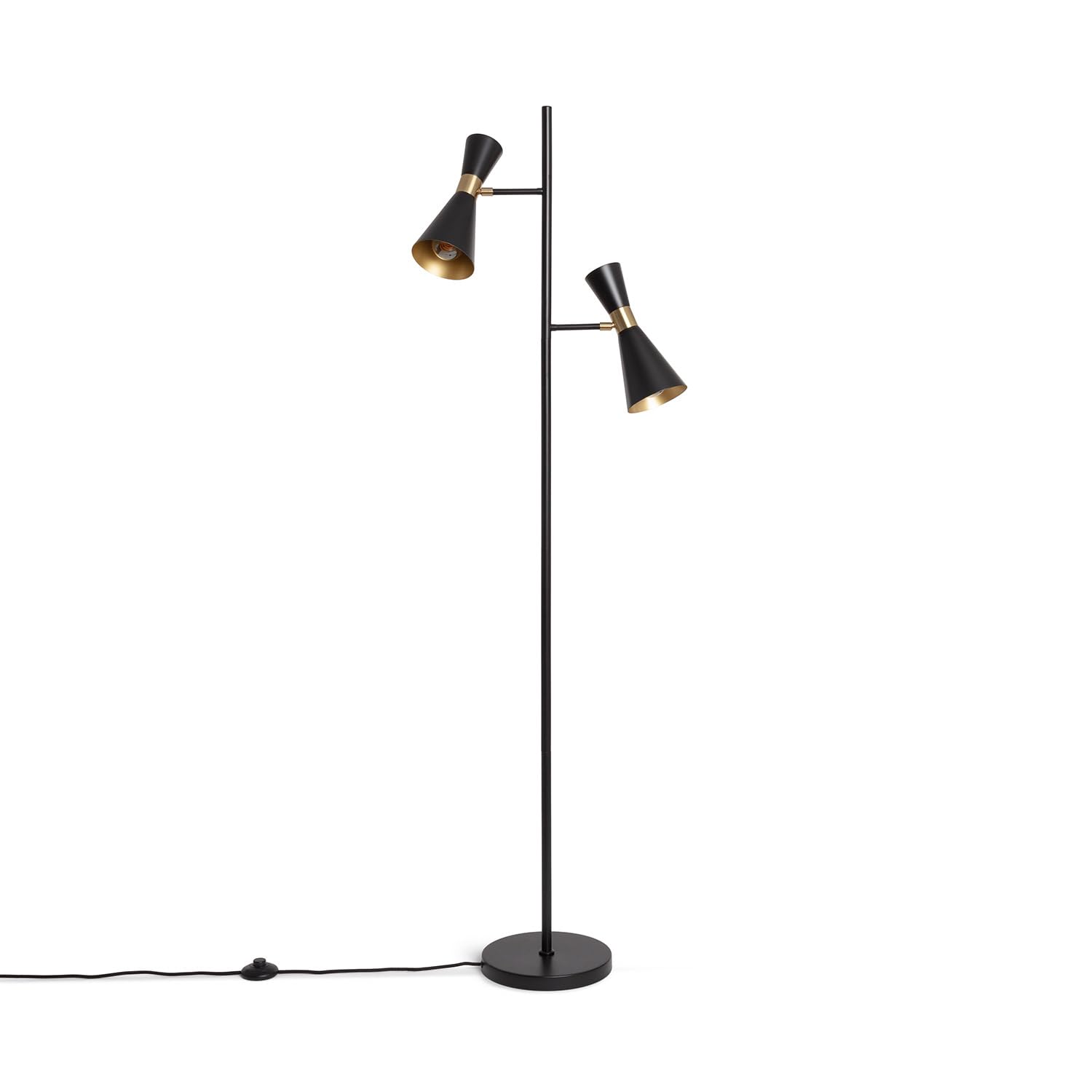 LEDKIA Lampada da Terra Metallo 2 Faretti Jigger Nero/Oro