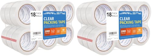 Image of JARLINK 18 Rolls Clear Packing Tape, Heavy Duty Packaging Tape (Pack of 2)