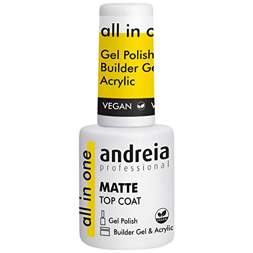 Andreia Professional Gel Polish Top Coat Semipermanente Mate, Laca de Uñas Profesional con Textura Fina y Autonivelante | Esmalte Uñas Secado Rapido con Lampara UV y LED - 10.5 ml