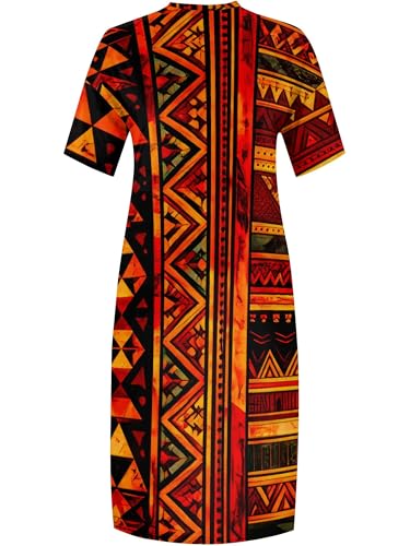 Image of SUZONANA Plus Size Dresses for Curvy Women African Print American Dress Summer Outfits Casual Loose with Pocket