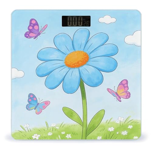 Báscula Digital Light Blue Daisy con LCD Grande miniatura 1