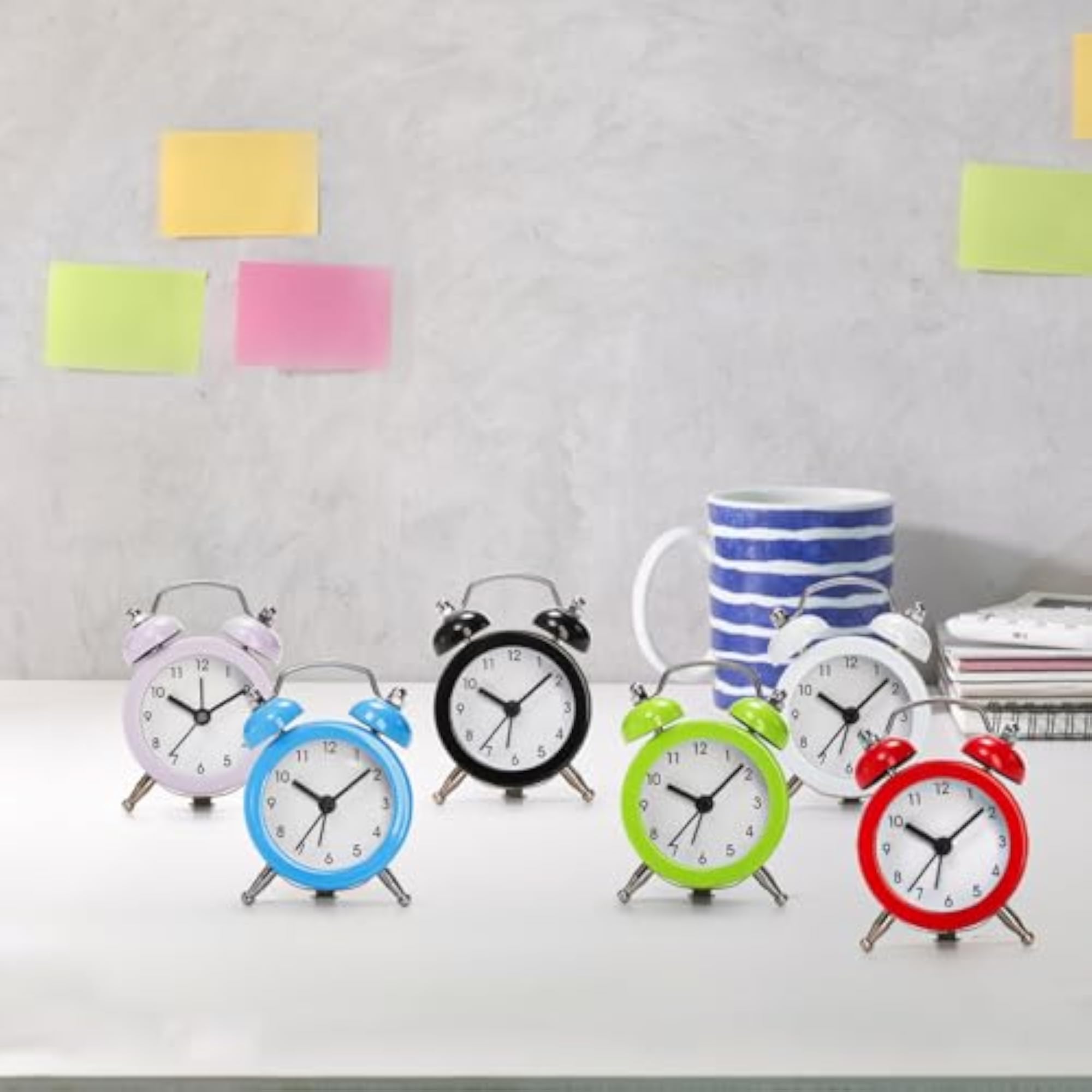 Mini Twin Bell Alarm Clock, 6 Pcs