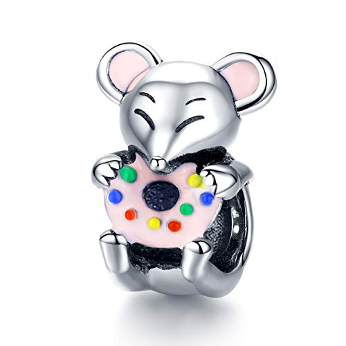 Breloque Animal Souris en argent 925, un charm beignet original haut de gamme pour bracelet
