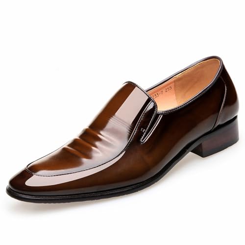 [ASTONMJAZZ] ビジネスシューズ 革靴 メンズ ドレスシューズ 本革 ローファート 高級紳士靴 本革 ストレートチップ 軽量 フォーマル 通勤 最高級イタリア産の天然牛革 (ブラウン, 26.5 cm)