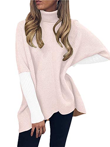 Image of ANRABESS Womens Casual Fall Sweater Turtleneck High Neck Batwing Sleeve Oversized Sweater Dress
