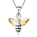 ♥ Regalo para Navidad♥ JIANGYUYAN S925 Colgante de collar de plata esterlina Precioso colgante de abeja con collares Longitud de cadena de eslabones 17 pulgadas Regalo para mujeres y niñas
