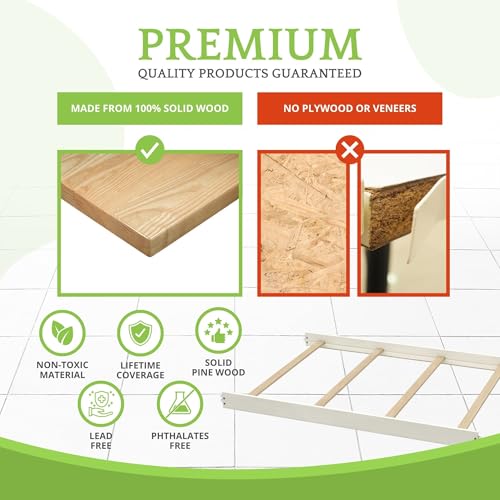 Image of Full-Size Conversion Kit Bed Rails for Oxford, Soho, Ozlo & Avalon Baby Convertible Cribs - Solid Wood - Toddler & Adult Rail for Full-Size Bed - Nursery & Baby Furniture (Heirloom White, Hook-On Kit)