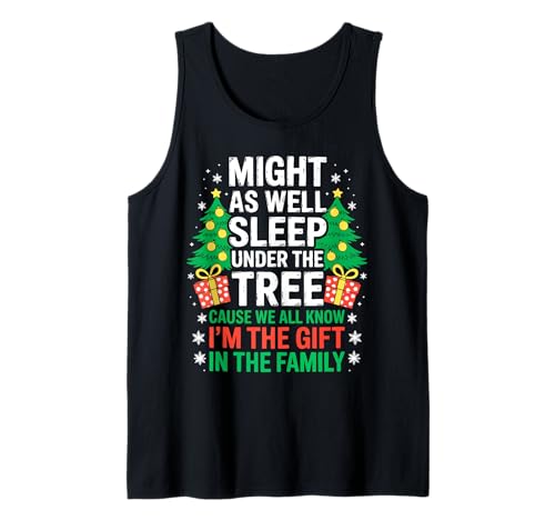 Might As Well Sleep Under The Tree Shirt Christmas Pajamas Tank Top