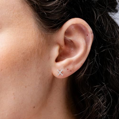 ANGARA Natural Diamond Earrings for Women | Pave-Set Diamond XO Stud Earrings in 14K Solid Gold/Platinum | April Birthday, Anniversary, Gemstone Jewellery Gift4