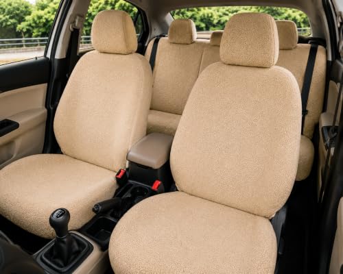 Image of JK Curtains Universal Fit Car Seat Cover Towel for 5 Seater Cars | Soft Plush Fabric Front & Rear Seat Covers with Headrest Covers | Full Seat Coverage | Washable & Reusable | Car Seat Protector