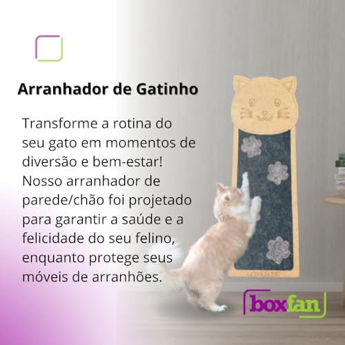 BOX FAN Kit 2 Arranhadores de Parede Gatificação, Arranhador para Gato em Mdf, Brinquedo Anti Stress