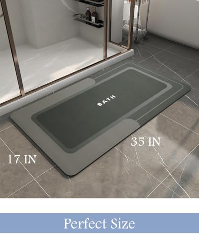 Image of MontVoo-Bath Mat-Bathroom Mat Rug Non Slip Super Absorbent Stain Resistant Quick Dry Thin Bathroom Rug-Bath Mats for Bathroom Floor Bathtub Vanity-Bathmat Bath Rug Easy Care 17 inchx35 inch DarkGrey