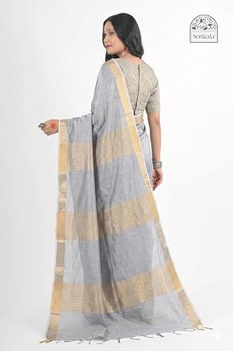 Charkha Silk gold tussar silk saree in tussar silk – image 3