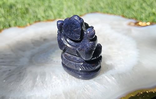 Image of SOULWISE Natural Blue Aventurine Lord Ganesha Idol 6 cm Crystal Ganesh Murti for Home Temple Feng Shui Vastu Spiritual Decor Meditation Altar Ganpati Statue Gift