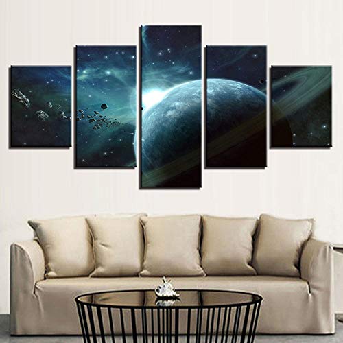 Tableau météorite 5 pièces pour salon moderne chic
