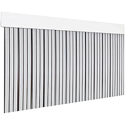 Cortinas Loneta Exterior HOME MERCURY – Cortina Plana para Puerta Exterior o Interior, Material PVC – Libre de Insectos (210x90CM, Transparente+Filo Negro P4)