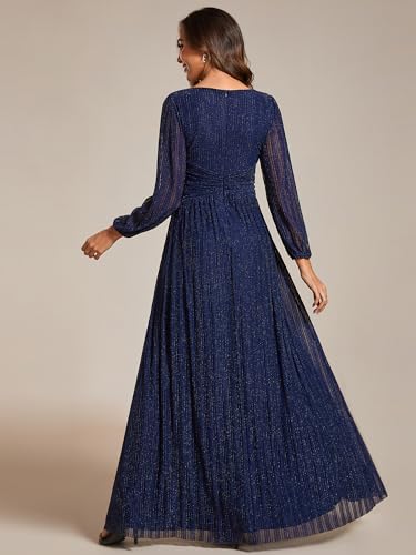 Ever-Pretty Women's A-Line Long Lantern Sleeves Formal Gowns Empire Waist Long Glitter Evening Dress2