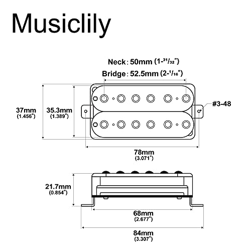 Artec HIVB Invader Style Uncovered Adjustable Hexagonal Poles Ceramic Humbucker Electric Guitar Neck Bridge Pickup Set, Zebra - Image 2