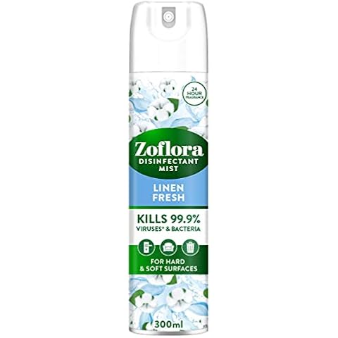 Zoflora Linen Fresh 300ml Disinfectant Aerosol Mist Spray, Anti-Viral Mist, Air Freshener Spray, Room Spray, Disinfectant Spray Eliminates Odours Cover