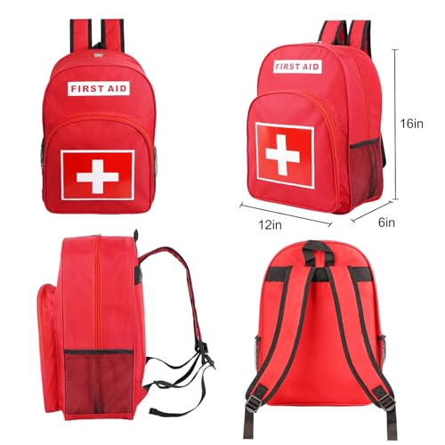 First Aid Backpack, Emergency Medical Backpack, Waterproof & Large Capacity, Empty First Aid Bag, Ideal for Home Office EMT Paramedics - Image 3