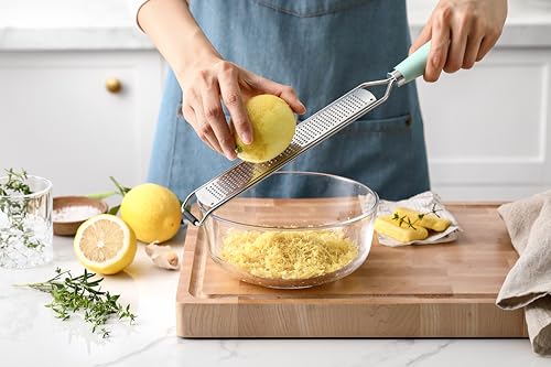 Image of Spring Chef Stainless Steel Lemon Zester - Garlic & Ginger Grater - Mint