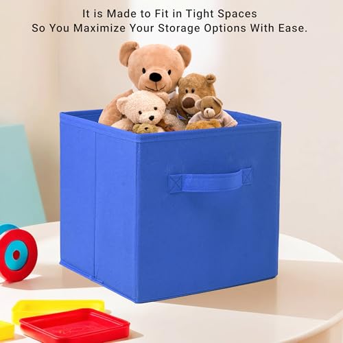 Image of Kuber Industries (Pack of 3) Foldable Storage Box | Multipurpose Storage Organizer For Clothes | Plain Wardrobe Organizer for Book, Stationary & Toys | 11 Inch | Royal Blue