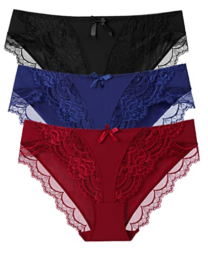 Women's Sexy Lace Bikini Briefs by Kingfung - Seamless Hipster Panties