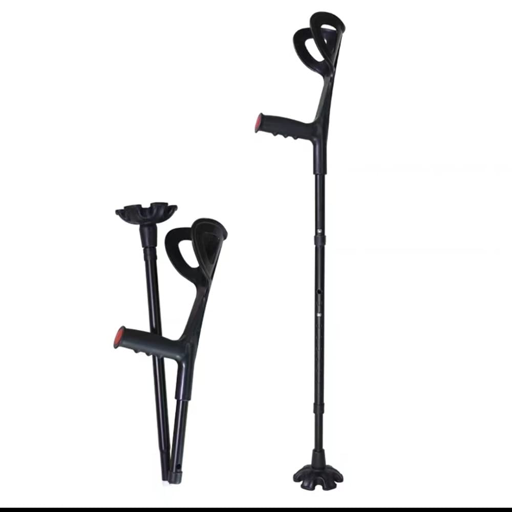 Plegable De Caminar Muleta, Muletas De Antebrazo Muletas De Antebrazo Adulto Bastones, Bastón para Jóvenes Muletas Ortopédicas, Antideslizante (Color : Black, Size : Six-Legged)