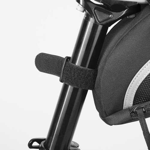 Image of BV Strap-On Bike Bag with Reflective Material - Saddle Bag with Seperate Divider for Small Items for All Your Essentials - Bike Pouch with Taillight Hanger for Maximum Safety
