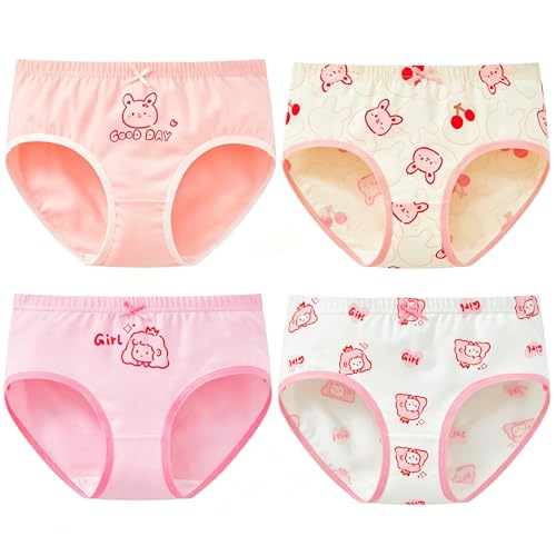 Core Pretty Princess Rabbit Baby Girls Cotton Panties, Pink & White, 2-4T