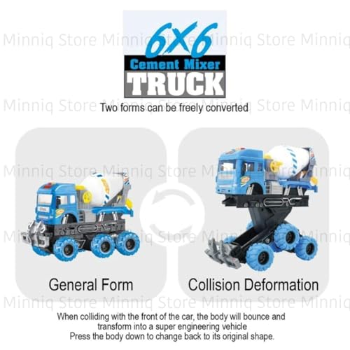 Image of Cement Mixer 6x6 Truck with Lights and Sounds Friction Powered Trailer Model Diecast Truck Toys Best Birthday Gift for Kids (Cement Mixer 6x6 Truck)