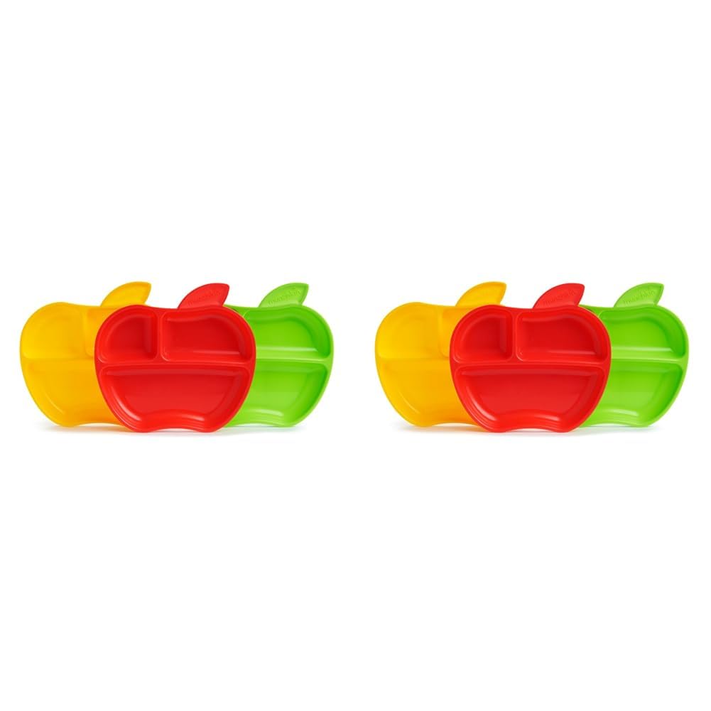 Munchkin Kinderteller mit Unterteilungen, Esslernteller für Babys und Kleinkinder ab 6 Monaten, BPA-freier geteilter Teller, ideal für die Beikosteinführung, 6er Pack