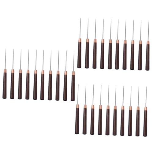 SEWACC 3sets 10pcs Wooden Handle Awl for Sewing and Craft Precision Positioning Tools Compact and Durable Awl Tools for Hole Punching and Pinpointing 10pcs*3