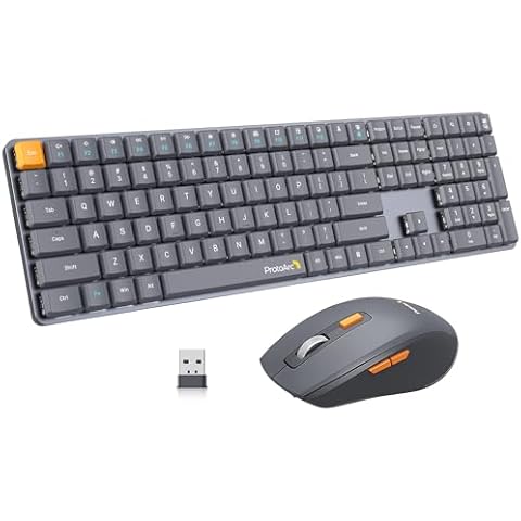 ProtoArc Wireless Mechanical Keyboard and Mouse, MECH KM200 2.4GHz Office Mechanical Keyboard Mouse, Full Size, Low Profile Keys, Brown Switches, Rechargeable, for Desktop, Laptop, Windows Cover