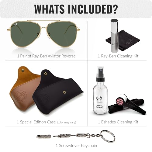 Image of Ray-Ban RBR0101S AVIATOR REVERSE Pilot Shaped Sunglasses for Men & Women with Official RAYBAN Eyewear Kit