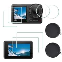 ULBTER Displayschutzfolie für DJI OSMO Action 4 Kamera + Silikon Objektivdeckel Abdeckung [2+6 Stück], 0,3 mm 9H Härte gehärtetes Glas, Anti-Scrach Anti-Bläschen