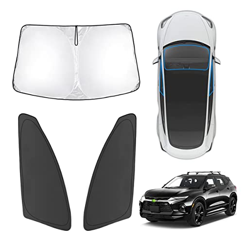 Karltys Compatible with Sunshades Chevrolet Chevy Blazer 2019-2023 Windshield Shade Front Side Windows Sun Blocker Protector Foldable Sun Visor Reflective Polyester Blocks UV & Heat 3PCS